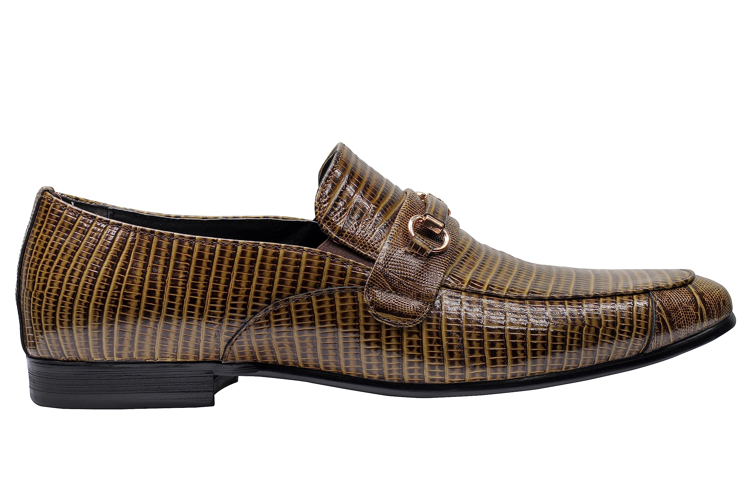 Mocasines de Vestir de Boda con Hebilla de Caballo para Hombre con Efecto de Piel de Serpiente Verde de Cuero Real para Hombre