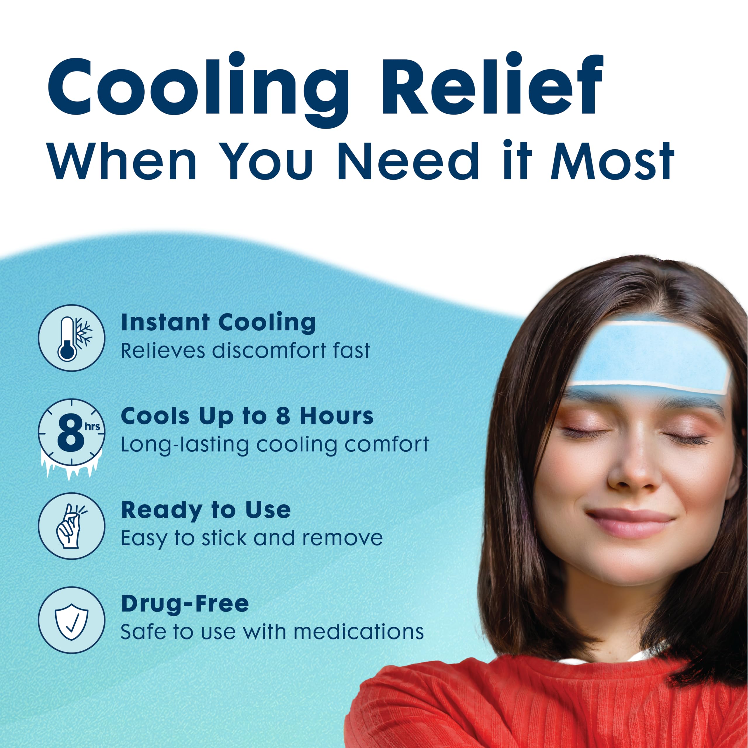 BeKoool Cooling Patches Relief from Migraine/Headache Discomfort, 4 Count — Amazon image 3
