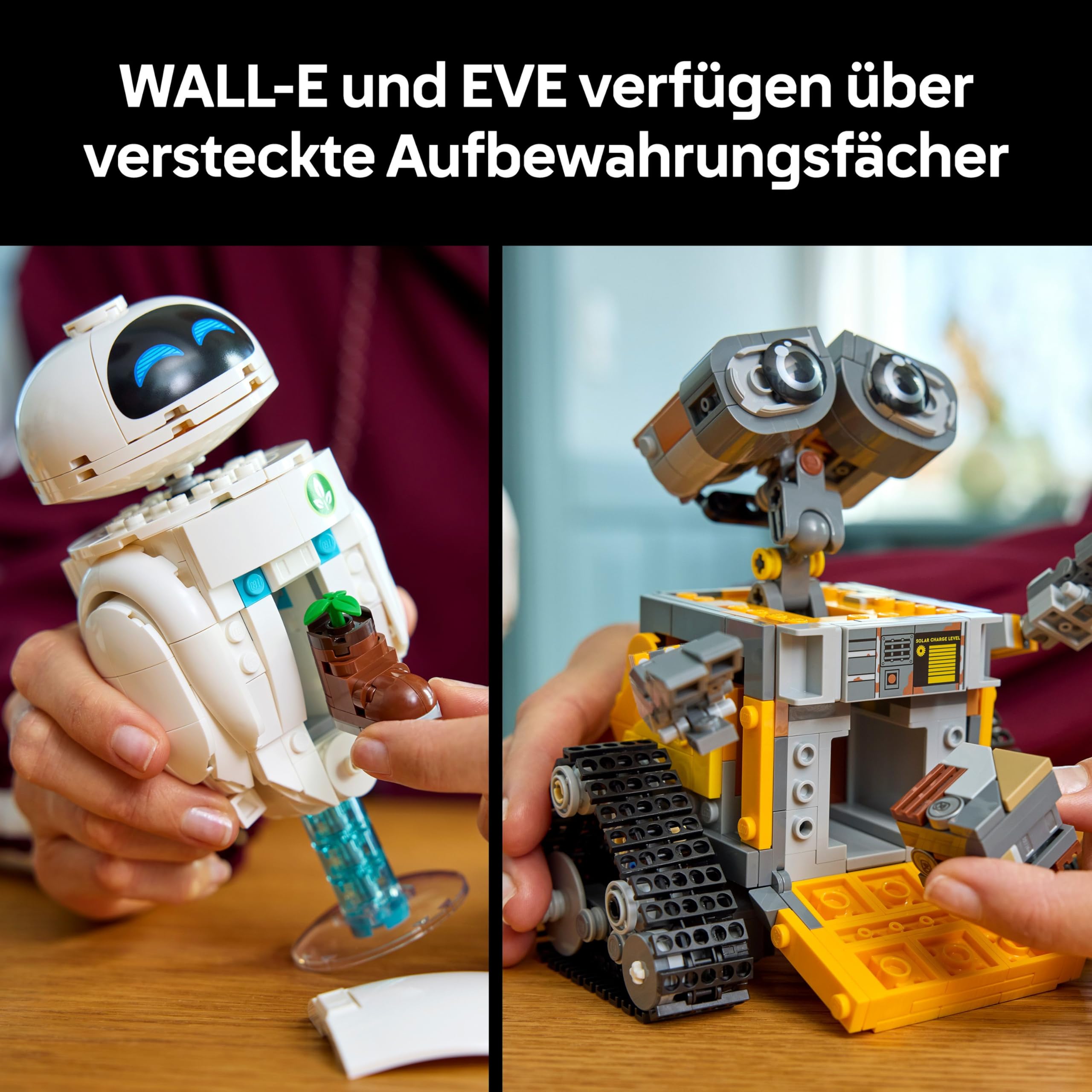 LEGO ǀ Disney and Pixar WALL-E und EVE - Modellbau für Erwachsene - aus Steinen gebaute Roboter mit M-O & Hal Figuren - DIY Deko - Sammlerstück & Geschenk für Fans - 43279