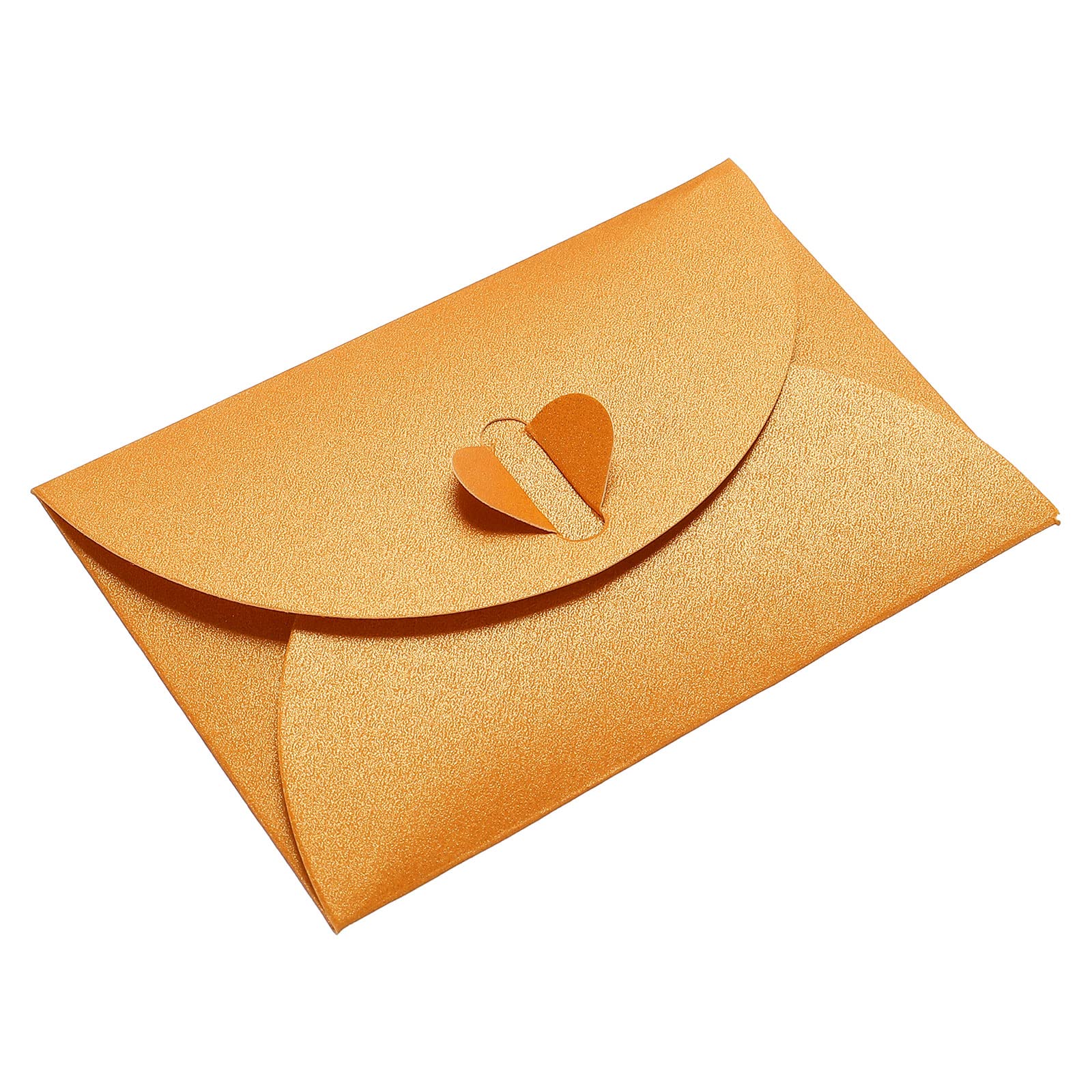 PATIKIL Mini Envelopes, 24 Pack Heart Clasp Tiny Items Storage Cute Present Card Holder for Wedding Greeting Party Orange