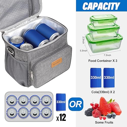 Miniatura 4 de Bolsa de almuerzo para mujereshombres, bolsa térmica de almuerzo para adultos, bolsa de almuerzo plegable a prueba de fugas con correa de hombro