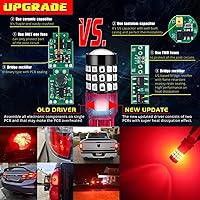 Vista 4 de Alla Lighting Bombillas LED Estroboscópicas de Freno T20 7440 7443 Mejoradas, Luces de Freno Intermitentes Rojas, Lámparas de Parada Intermitentes