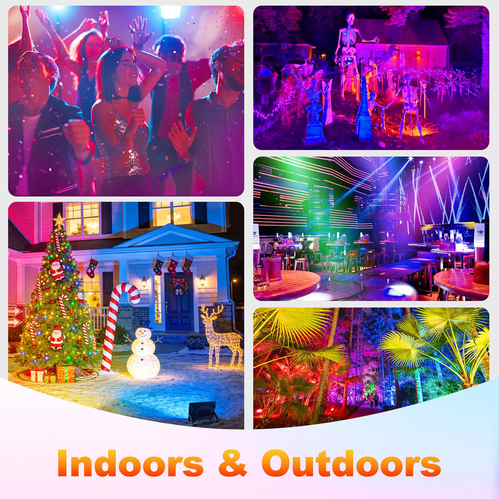 T-SUNUS LED Strahler Außen RGB, 60W RGB Strahler Outdoor mit Fernbedienung, Bluetooth APP Steuerung, IP66 Wasserdicht für Party Halloween Weihnachten Stimmungslichter 4 Stück