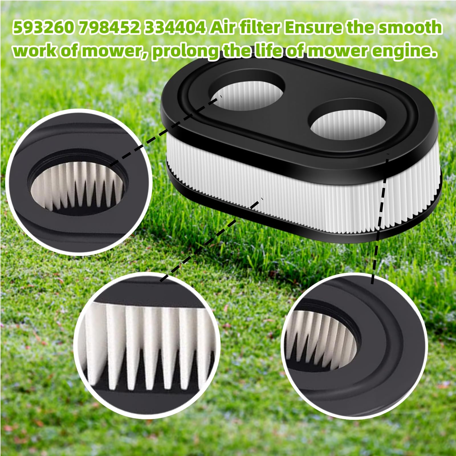 2-Pack Lawn Mower Air Filter - Replaces 593260, 798452 For Troy-Bilt TB110 TB200 & Briggs Stratton 4247, 5432k Engines