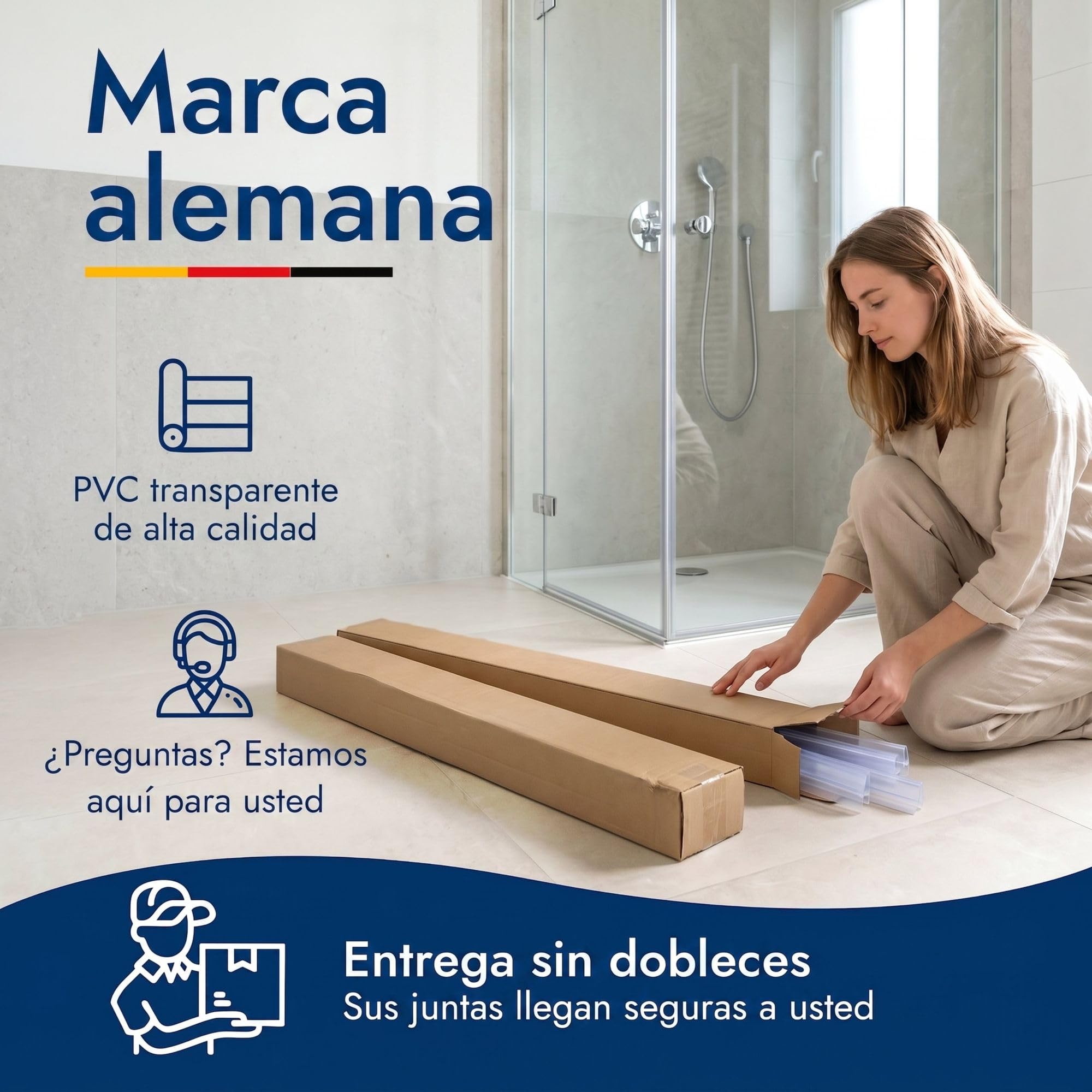 2x Junta 200cm, para 8mm espesor del vidrio, 90 & 180 grados Transp | Junta magnética para cabina de ducha, PVC, para puerta de cristal o corredera, apertura unilateral