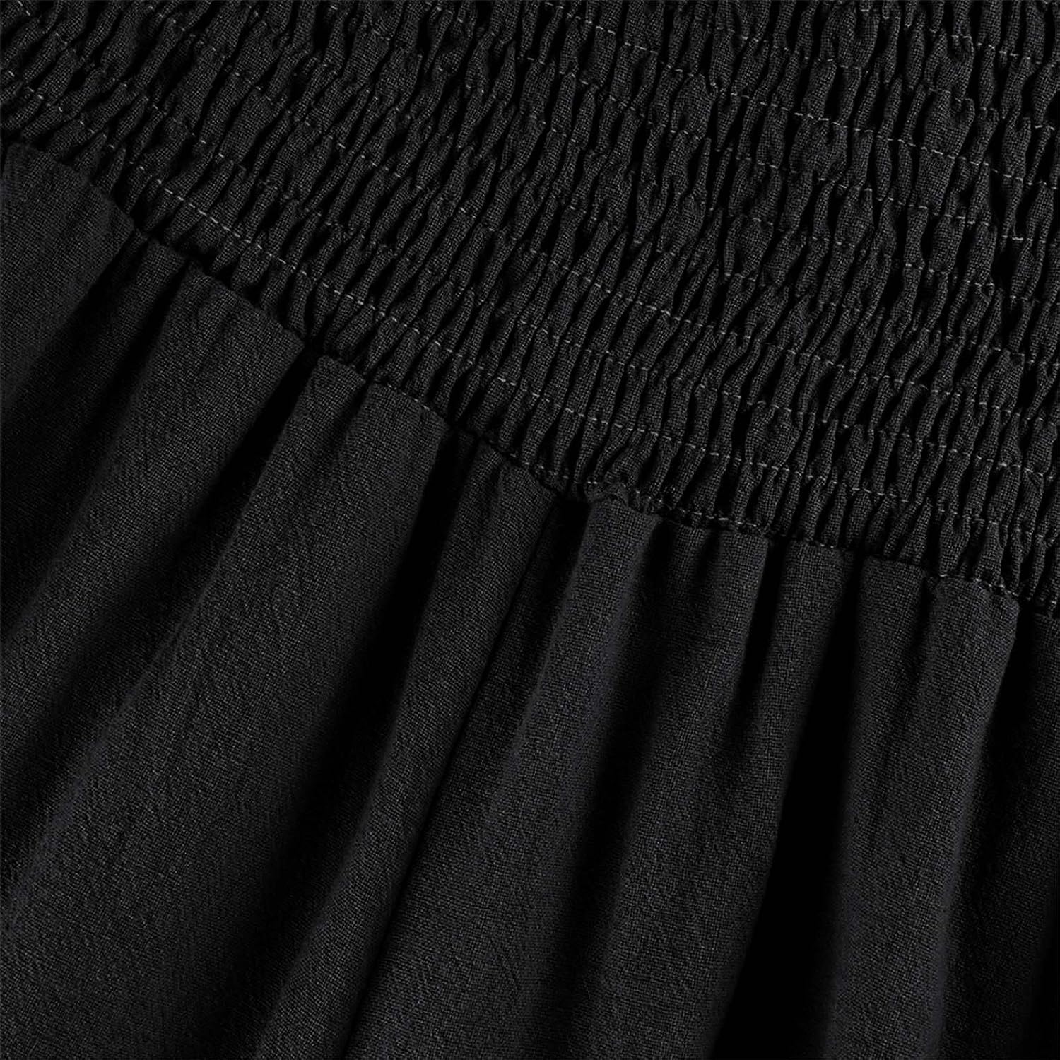 Girls Linen Pants Summer Wide Leg Smocked Waist Ruffle Hem Palazzo Pants Boho Flowy Beach Gauze Trousers Loung𝐞 Trousers
