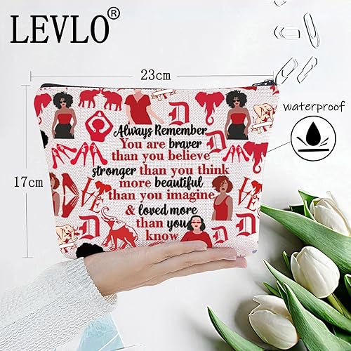 Miniatura 2 de LEVLO Bolsa de maquillaje cosmética de hermandad DST Regalos inspirados en hermandades de mujeres y niñas con texto en inglés "You Are Braver