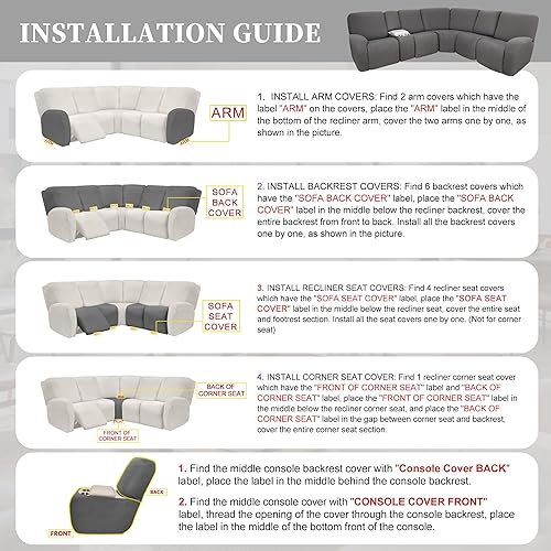 Miniatura 7 de Fundas de sofá reclinable seccional 100% impermeables para sofá reclinable en forma de L, funda de sofá modular de esquina en forma de L, fundas