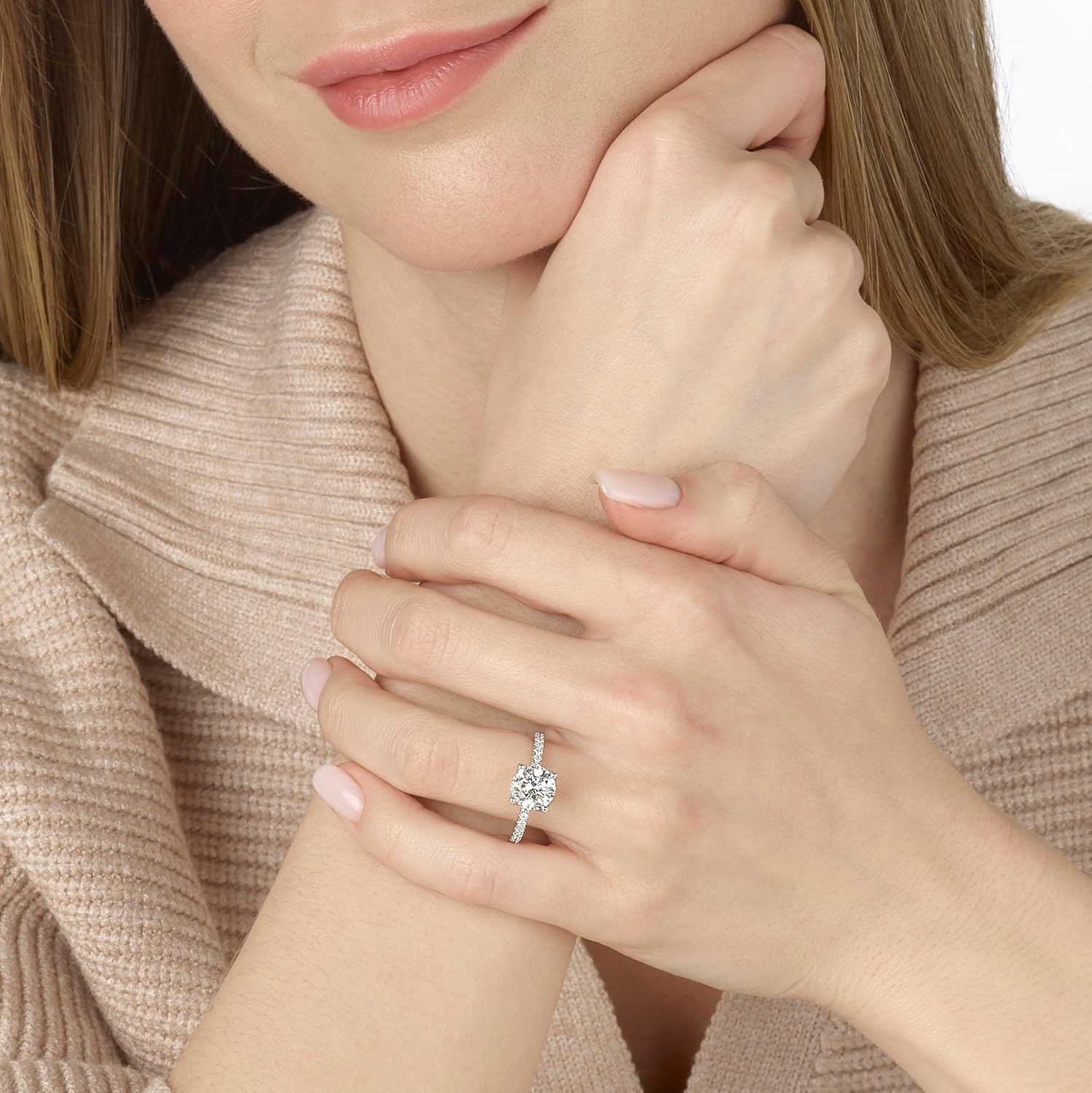 IGI Certified 1 1/4 to 3 1/3 Carat Lab Grown Diamond Engagement Ring for Women I 14k White Gold Ring for Her Side Stones (G-H VS1-VS2 cttw) Wedding Promise Anniversary Ring Size 6 to 8 - Image 2