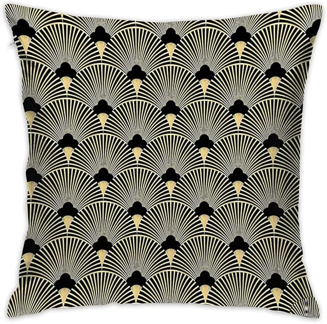 Sotyi-ltd Art Deco, Fan Pattern, Vintage,1920 Era Home Decorative Throw Pillow Case Cushion Cover for Gift Home Couch Bed Car 18" x18"