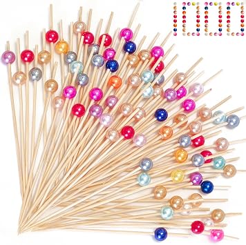 1000 Pieces Cocktail Picks Fancy Toothpicks for Appetizers 4.7 Inch Decorative Appetizer Skewers Cocktail Sticks for Drinks, Fruit, Charcuterie, Wedding Food Party Multicolor