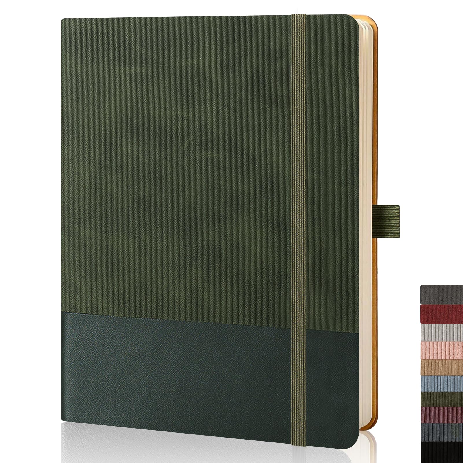 XLOXFU A5 Lined Journal Notebook, 192 Pages Soft Cover, Leather Diary for Women and Men, Notepad with Pen Loop for Writing, Work and Study, 14.5 x 21cm - Dark Green — image 1