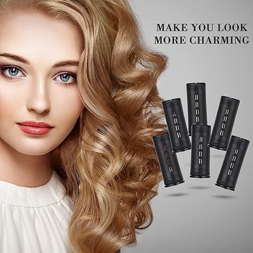 Miniatura 7 de 36 piezas de varilla de cabello ondulado frío, rodillos de cabello permanentes, rizadores con peine de cola de rata de acero para peluquería (negro,