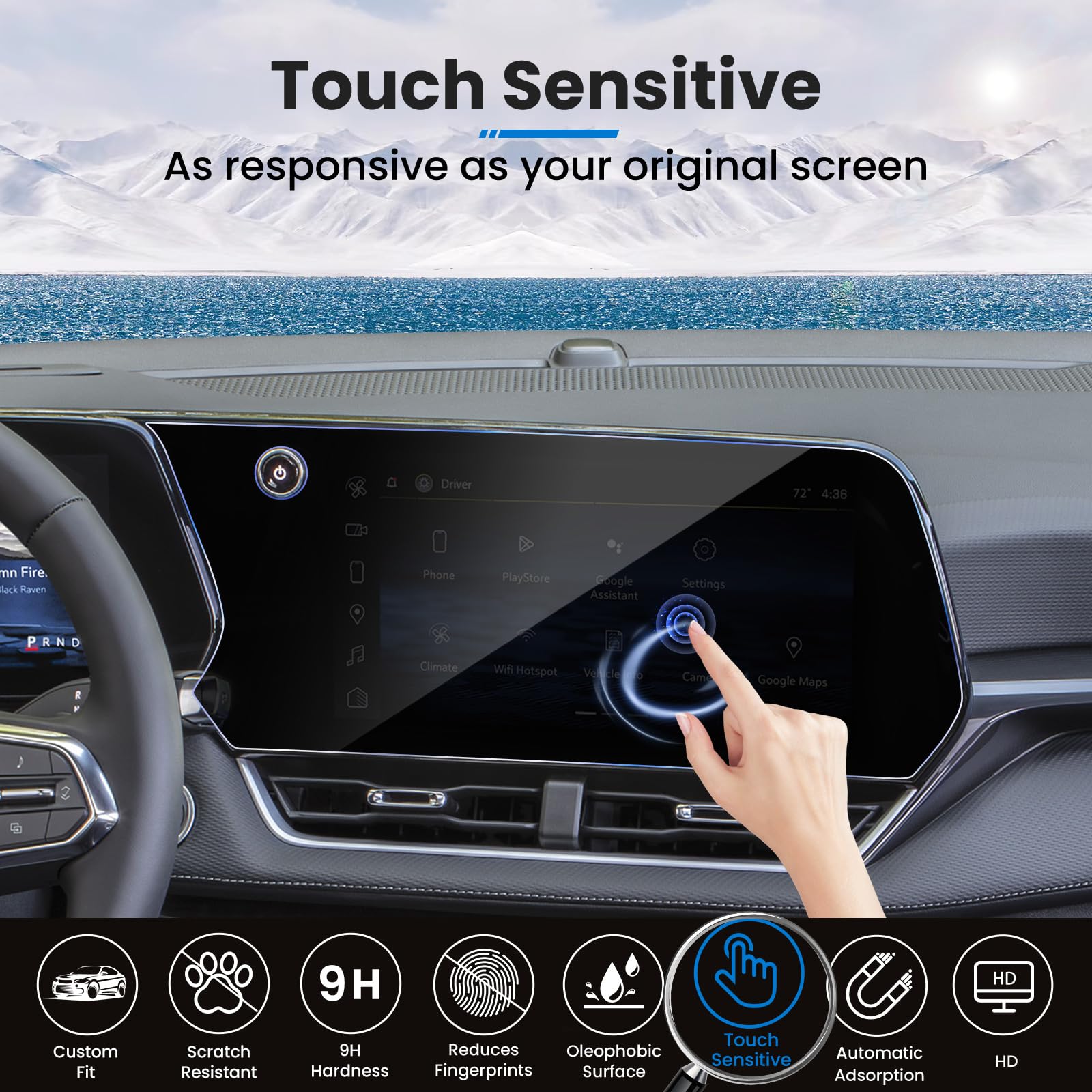 Confezione da 2 pellicole protettive per Chevy Equinox 2025 per Chevrolet Equinox 2025 (LT/RS/ACTIV) Accessori Display di navigazione da 11,3" e cruscotto da 11", vetro temperato 9H