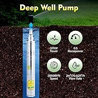 Vista 2 de Bomba de pozo profundo DC 24V 370W Bomba de agua solar sumergible para pozos profundos, kit de bombas de riego para ranchos de granja, flujo de 8.8