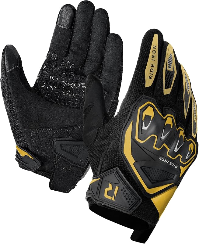 RIDEIRON Summer Motorcycle Gloves for Men & Women | Knuckle Protection, Breathable Mesh, Touchscreen, Anti-Slip Palm, Adjustable Wrist Strap, BMX, ATV, MTB