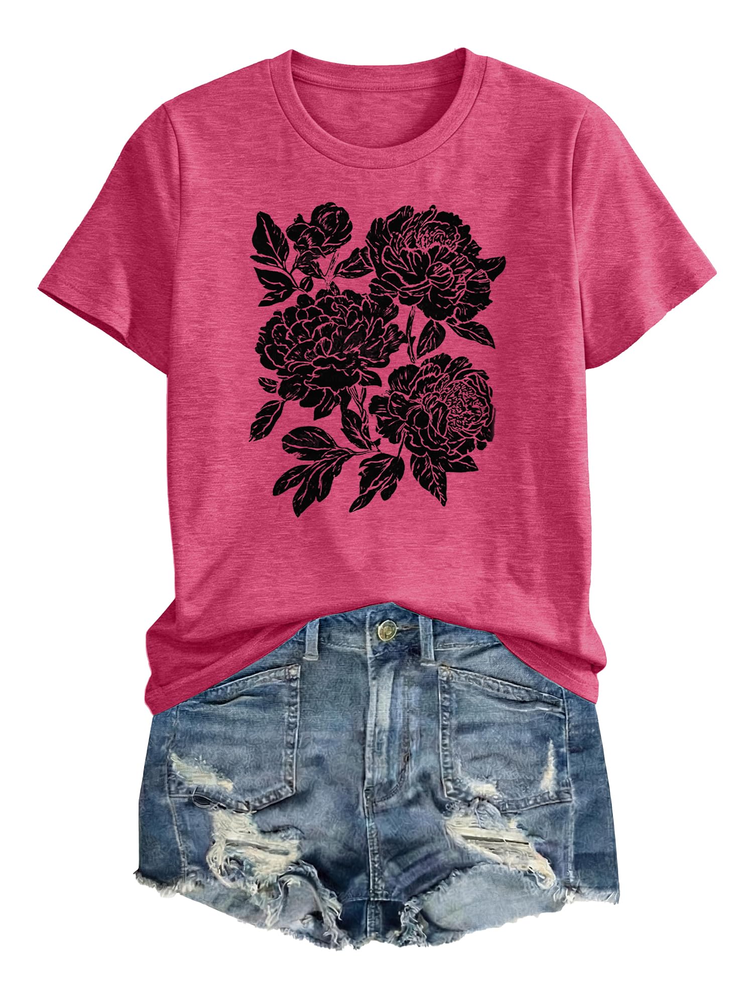Anbech Women Dandelion Print T Shirts Summer Short Sleeve Graphic Tees | Cute Dandelion Paw Print Tshirt Casual Crewneck Loose Fit Flower T-shirts Teen Girls Colorful Comfy and Soft Daily Wear