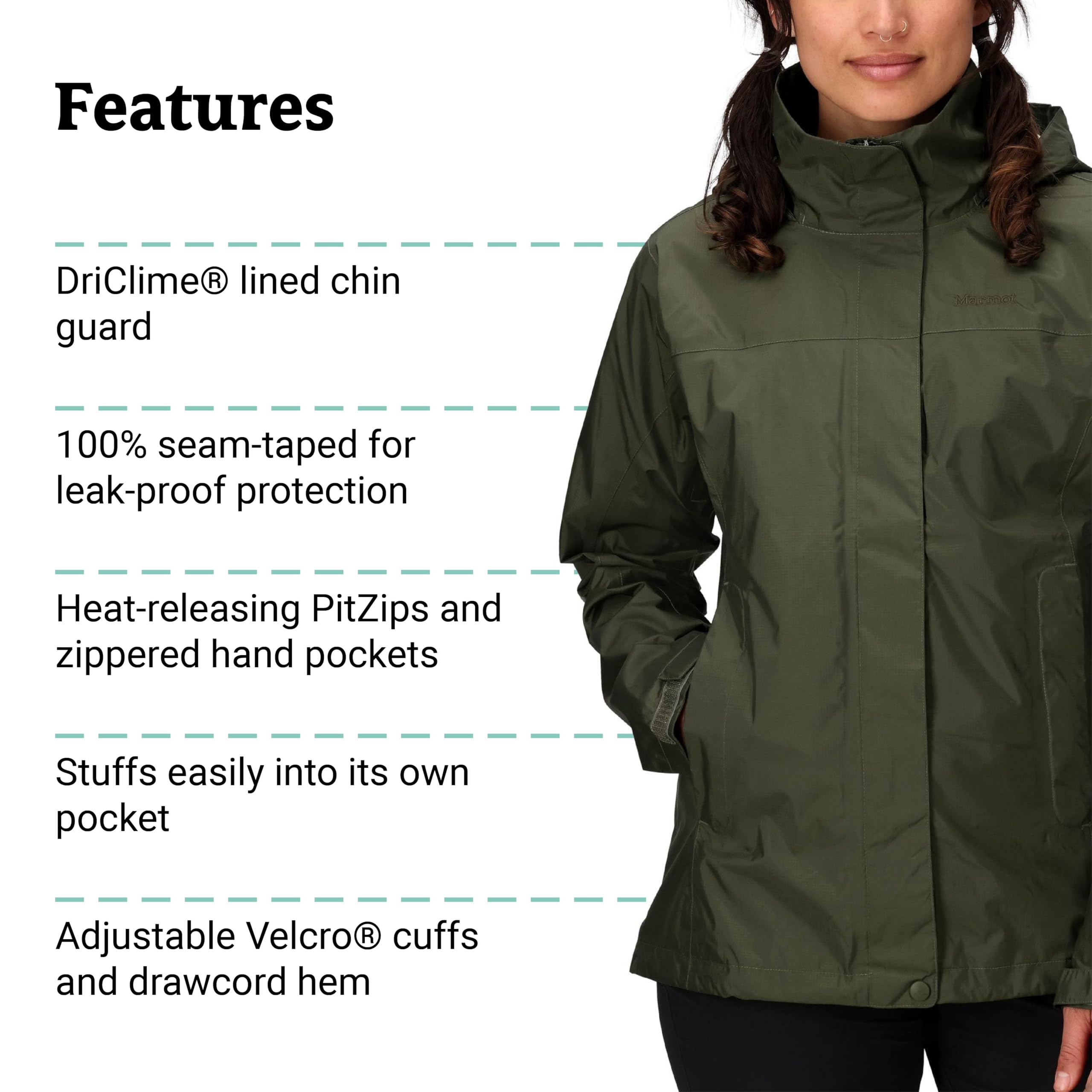 Marmot Damen PreCip Eco Jacket, Wasserdichte Regenjacke, winddichter Regenmantel, atmungsaktiver, faltbarer Hardshell Windbreaker, ideal zum Fahrradfahren & Wandern