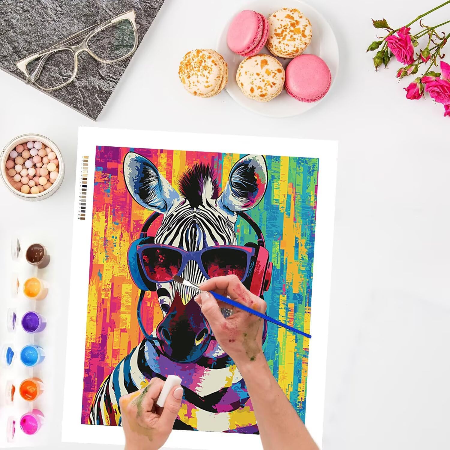 WEISHIWE Dipingere con i Numeri Adulti Zebra colorata, 60x80cm s-34 | Pittura a Olio Kit, fai da te Quadri da Dipingere Numerat, Adulti Bambini Hobby Creativi,Pittura Adulti Decora la Casa Regalo