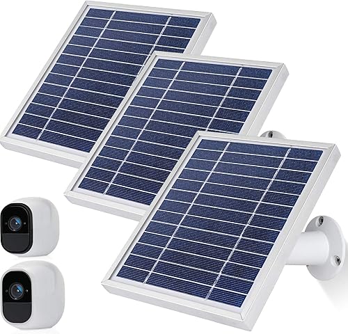 Miniatura 1 de iTODOS El panel solar funciona para cámaras Arlo Pro y Arlo Pro2, cable de alimentación de 11.8 pies y montaje ajustable (paquete de 3, plateado)