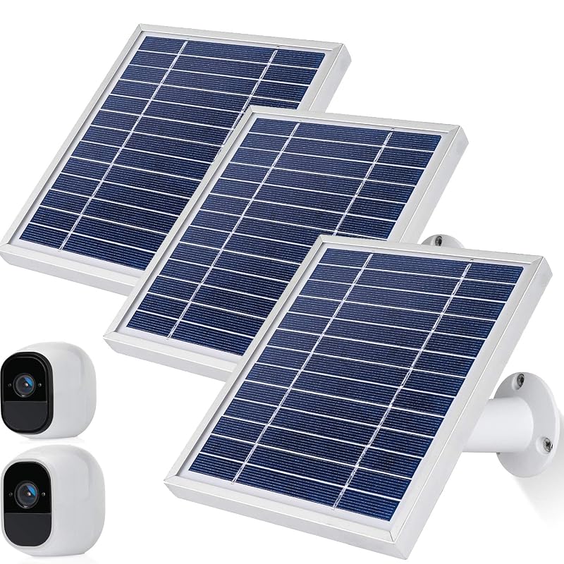 Kit com 3 painéis solares para câmeras Arlo Pro e Arlo Pro2 iTODOS, cabo de alimentação de 3,6 m e suporte ajustável, prata