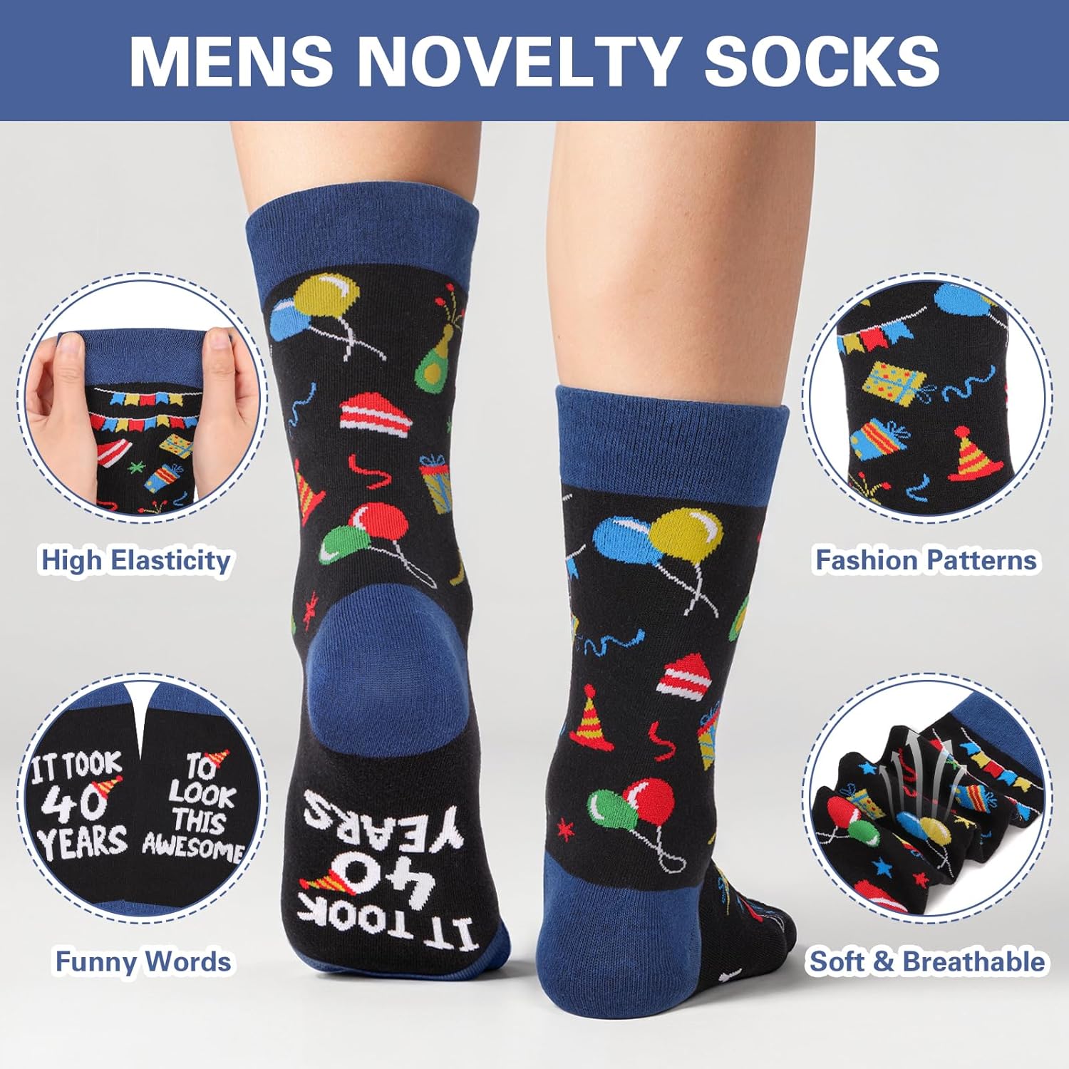 Mens Funny Novelty Socks, 40th 50th 60th Birthday Gifts for Him Grandpa Husband, Dad Gifts from Daughter - Image 4