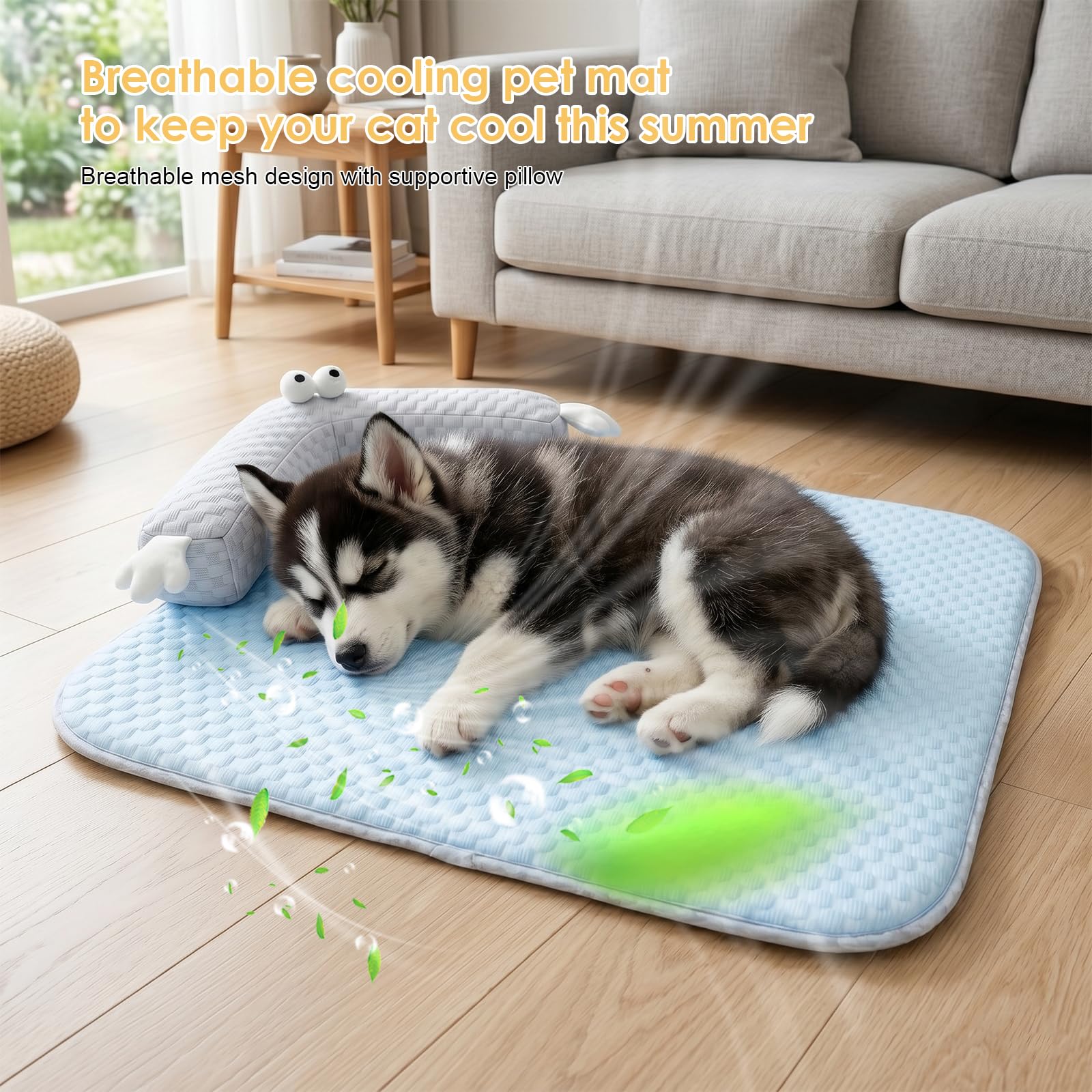 LOMUG Katzenkuhlbett Waschbar65 * 50cm lit U-fōrmigem Kopfkissen Katzen Bettchen fur Katze HundeKihlmatte Fur Katzen Hnd Kuhlende Latte Haustiermatte