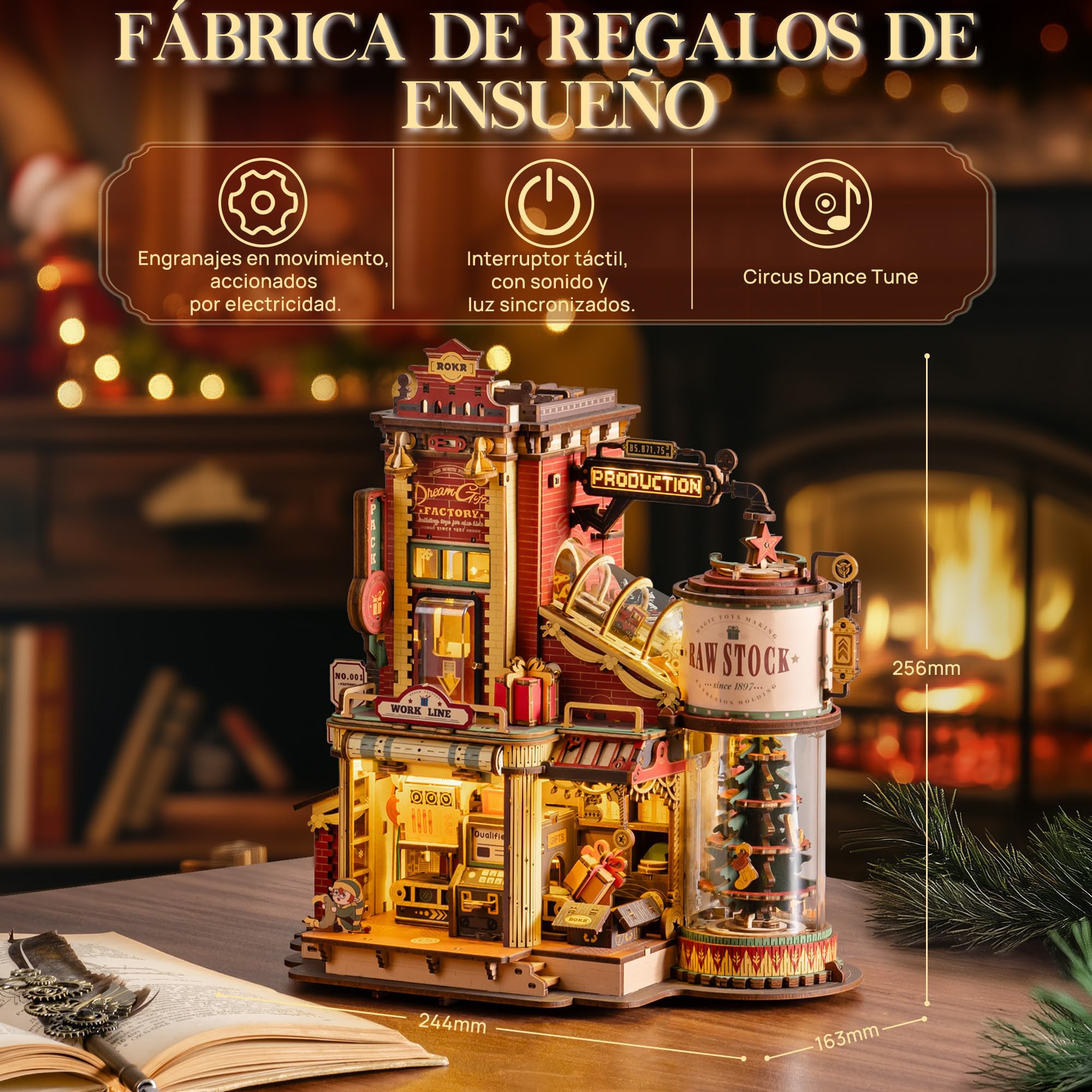 ROKR - Kits de construcción de madera 3D para adultos, rompecabezas mecánicos 3D de madera Regalo de ensueño de la fábrica, kits de modelo musical para adultos para construir, regalo de ensueño de la