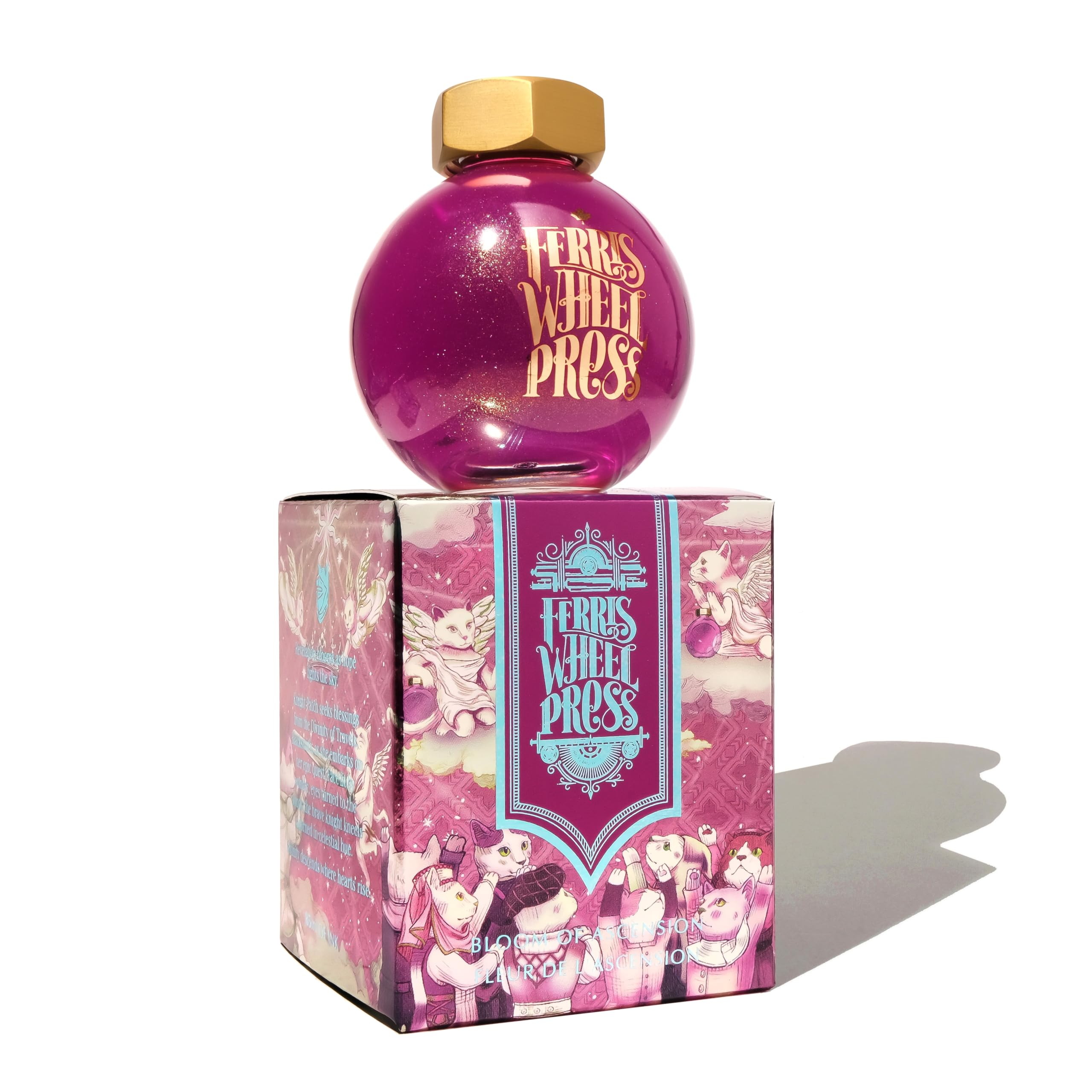 Ferris Wheel Press Ink, The Book of Knights Series, Bloom of Ascension, Brilliant Purple with Green Shimmer, 85ml Fountain Pen Ink Bottle