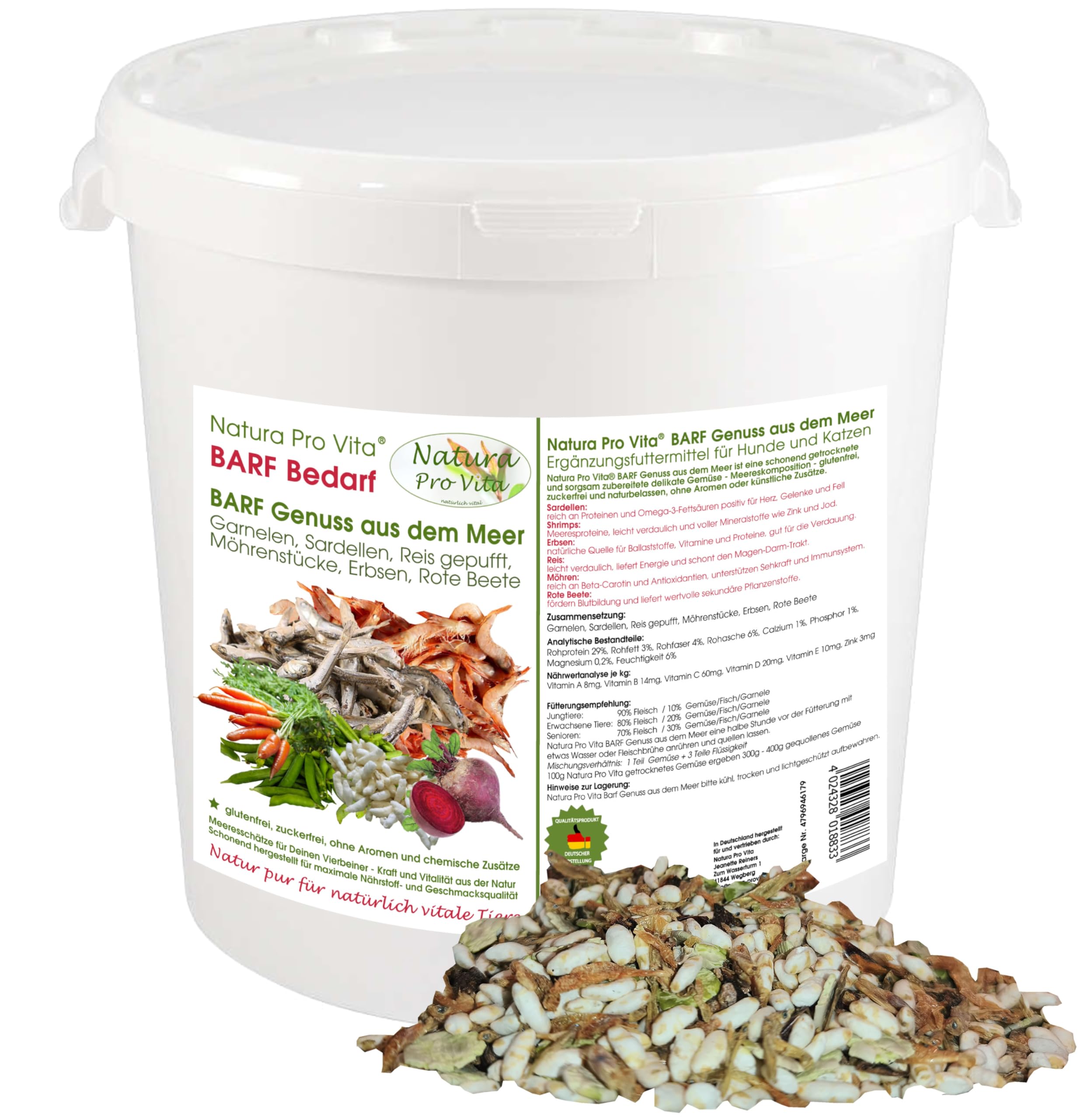 Barf Ergänzung Hund delikate schmackhafte Garnelen Fisch Gemüsemischung Barfgenuss Omega-3 proteinreich 3kg