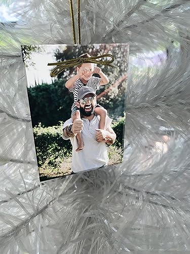 Miniatura 3 de Ice Prints Adornos de fotos de vidrio personalizados retrato rectangular Paquete de 3  Gran regalo para vacaciones árbol de Navidad cumpleaños