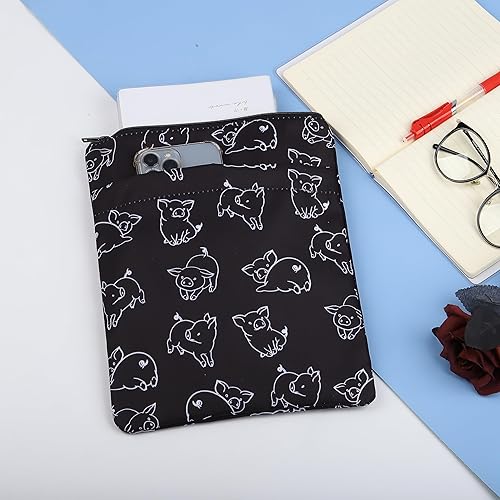 Miniatura 3 de Funda para libro con protector de libro de cerdo con cremallera, funda para libros, regalo para amantes de cerdos (protector de libro de cerdo negro)