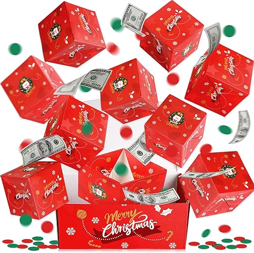 SEPGLITTER Caja de regalo sorpresa Explosion 16 Bounces Christmas Explosion Caja de regalo explosión explosiva para dinero, caja de regalo sorpresa