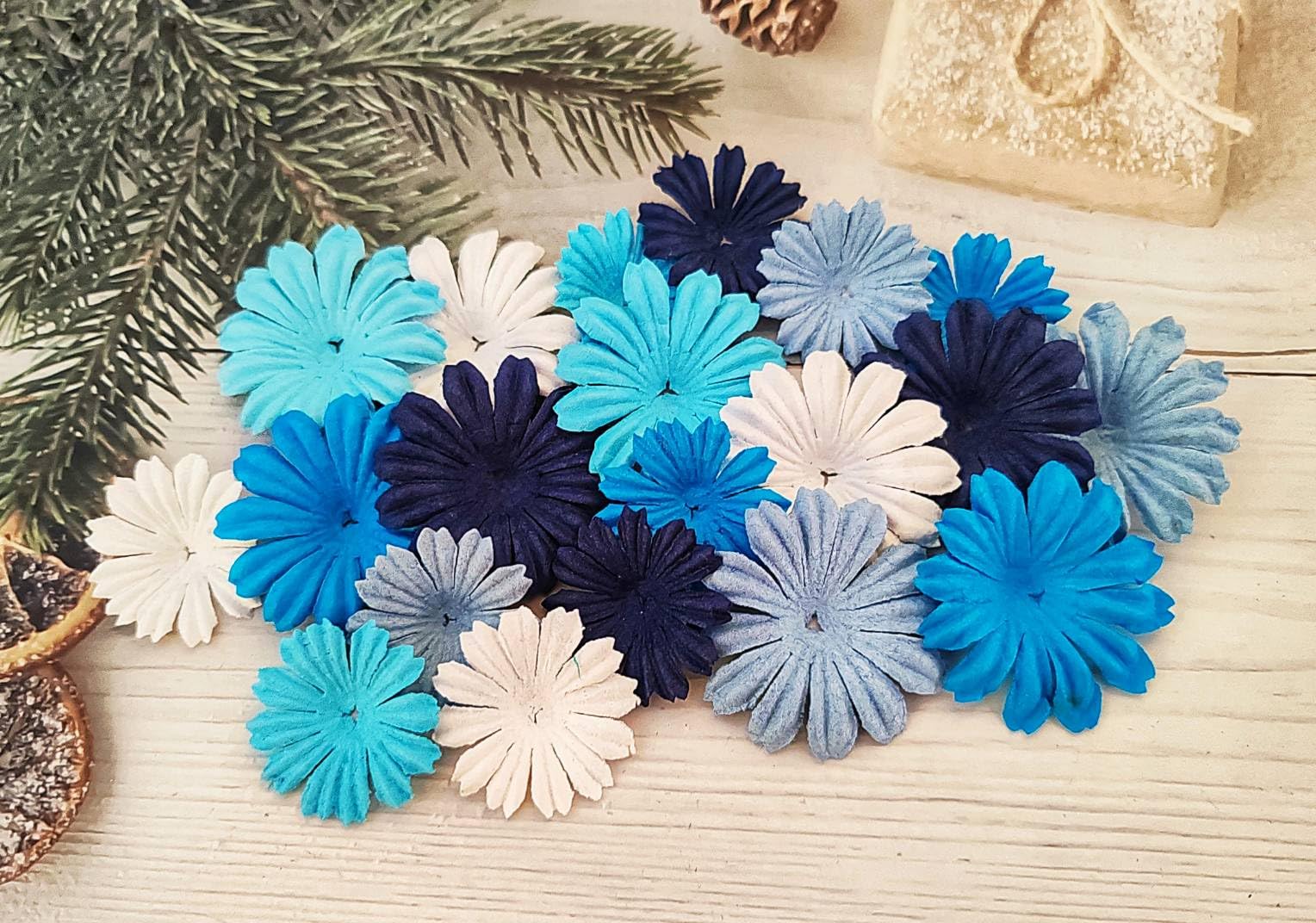Handgemachte Gänseblümchen-Blütenblätter Aus Maulbeerpapier – 50 Stück In Grün, Perfekt Für Bastelprojekte & Hochzeitsdeko