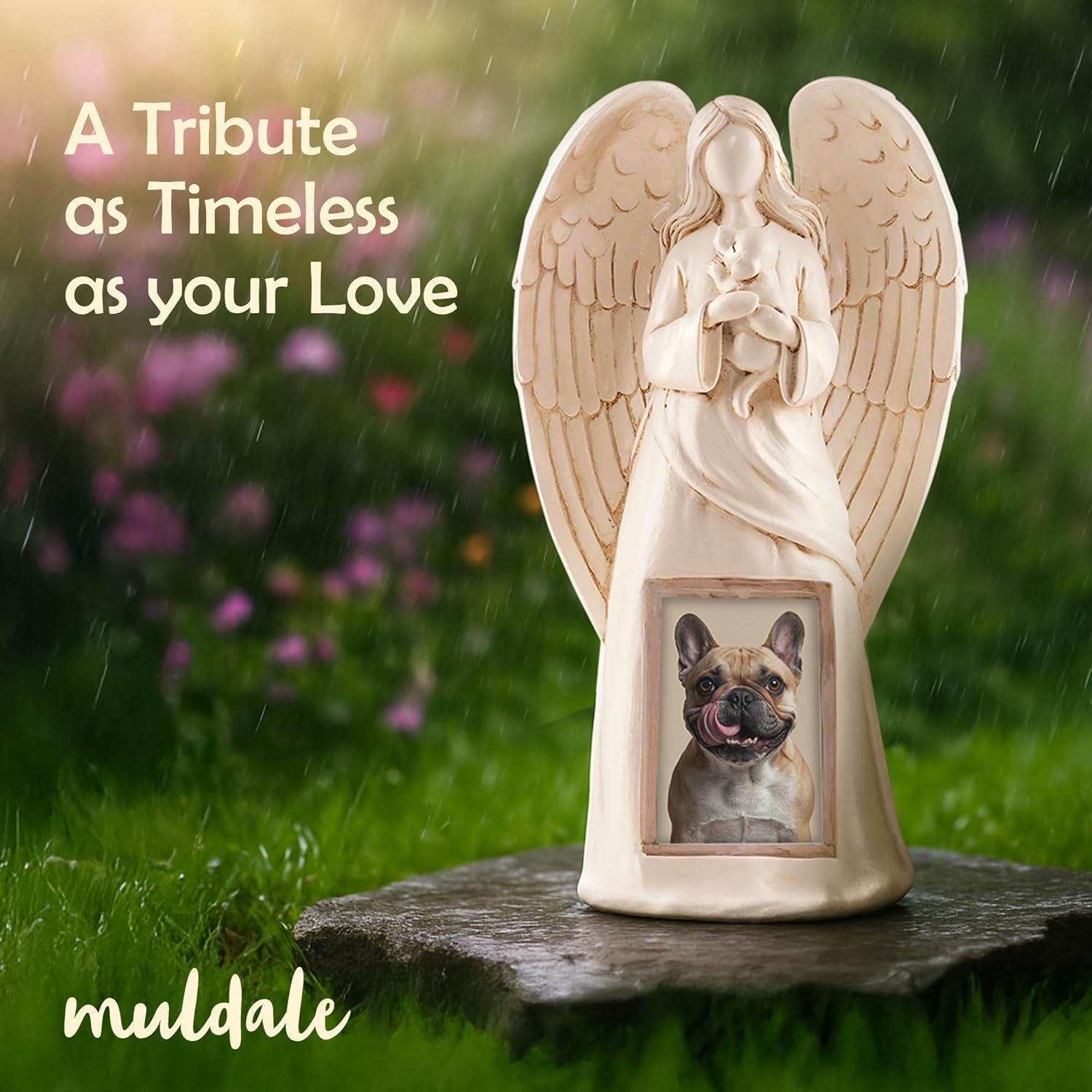 Muldale Dog Memorial Statue - Dog Photo Frame - Guardian Angel for Beloved Pet - Loss of Pet Sympathy Condolence Gifts - 11”