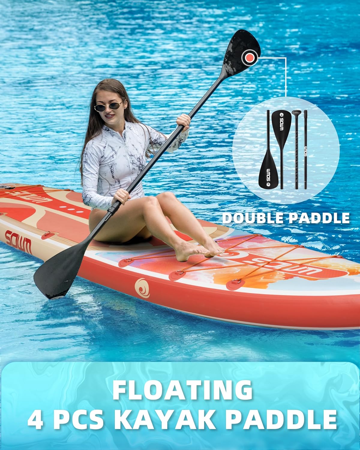 11'*33"/34" Inflatable Stand Up Paddle Board for Beginners,400/420lbs Capacity, Anti-Slip EVA Deck, Includes Adjustable Paddle, Pump, Backpack & SUP Accessories for Surfing, Fishing, Yoga & More