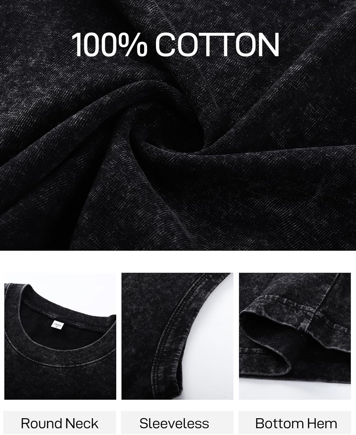 Flygo Mens Sleeveless Workout Tank Tops Cotton Cut Off Muscle T Shirts Acid Wash Loose Running Gym Tees - Image 6