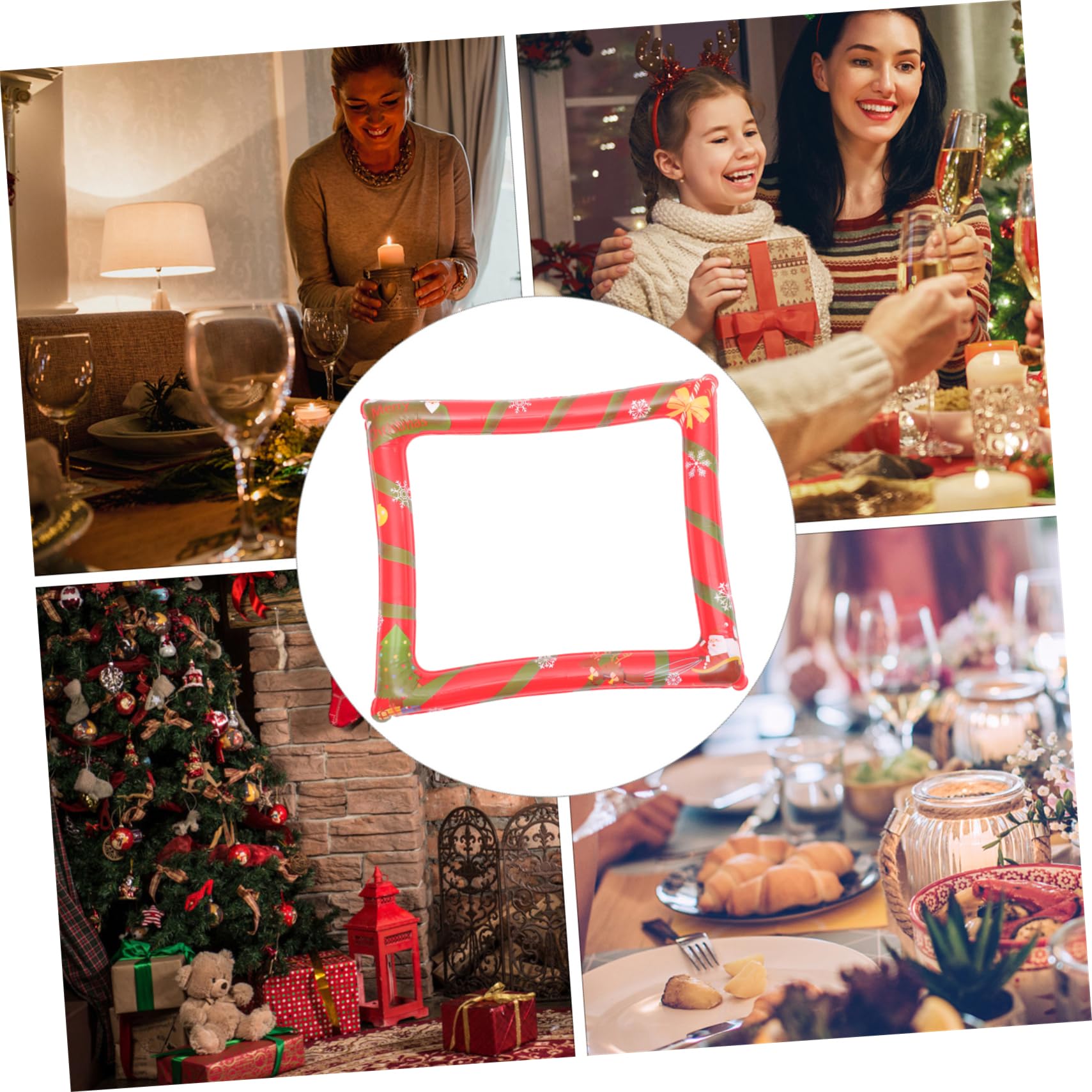 2stücke Aufblasbarer Weihnachtsfotorahmen Für Party Foto Requisiten Weihnachtsdeko Fotoautomaten-Requisiten Weihnachtsfoto-Ornament Luftdicht Und Sicher
