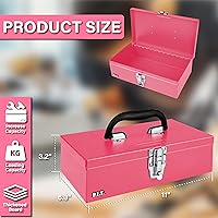Vista 2 de P.I.T. 11'' Small Tool Box, Portable Metal Tool Box,Pink Mini Tool Chest, Portable Steel Tool Case with Metal Latch Closure for Basic Tool Kits or