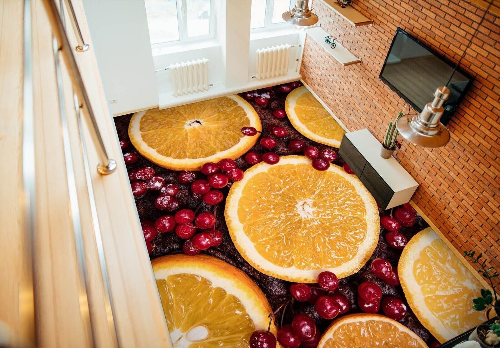 Cartel De Decoración De Piso Murales de papel pintado para suelo de limón y fruta 3D, 250 * 175 cm Murales Pegatinas Cuarto de baño Vinilo autoadhesivo Papel tapiz