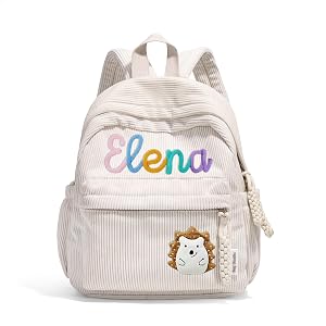 JUPPE 2025 Personalized Corduroy Backpack with Animal Patches Custom Name Design School Bag 6 Colors Available Available in