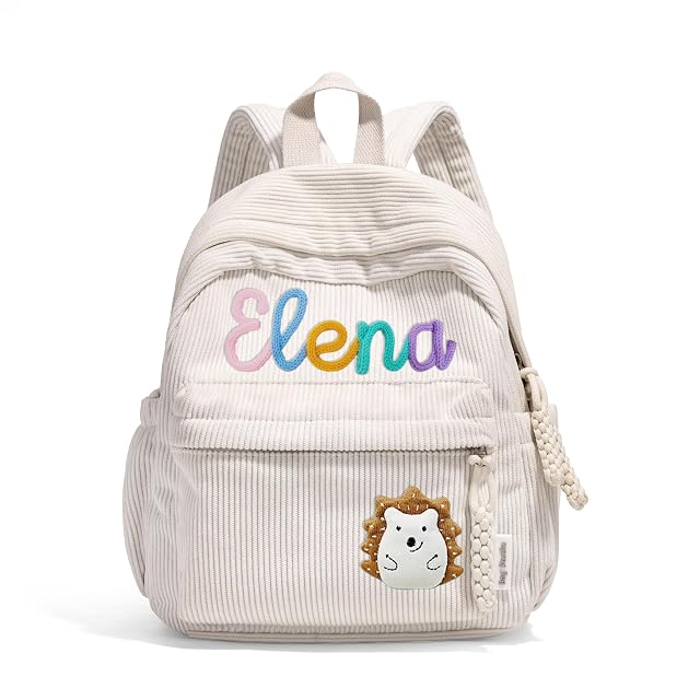 JUPPE 2025 Personalized Corduroy Backpack with Animal Patches Custom Name Design School Bag 6 Colors Available Available in
