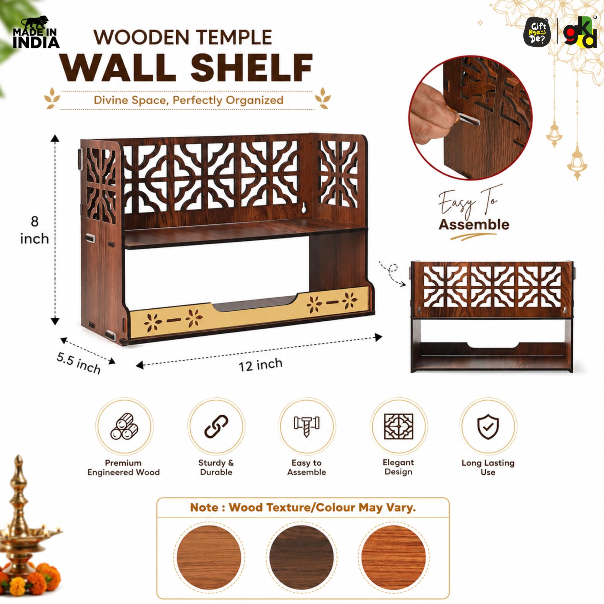 Compact Wooden Pooja Mandir - Home & Office Temple -5 Compact Wooden Pooja Mandir - Home & Office Temple -5