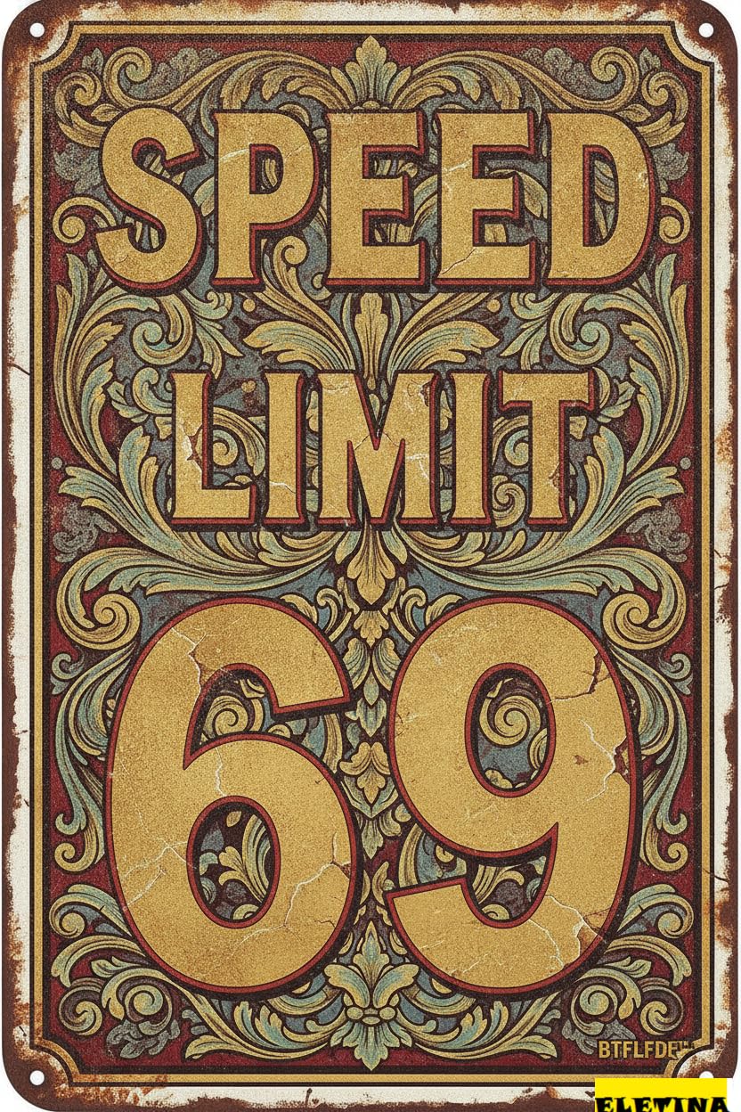 Personalized Sign for Man Cave Speed Limit Aluminum - White Black Funny Metal Street Warning Traffic Road S (limit 69, 8x12in) Private Property Decorative