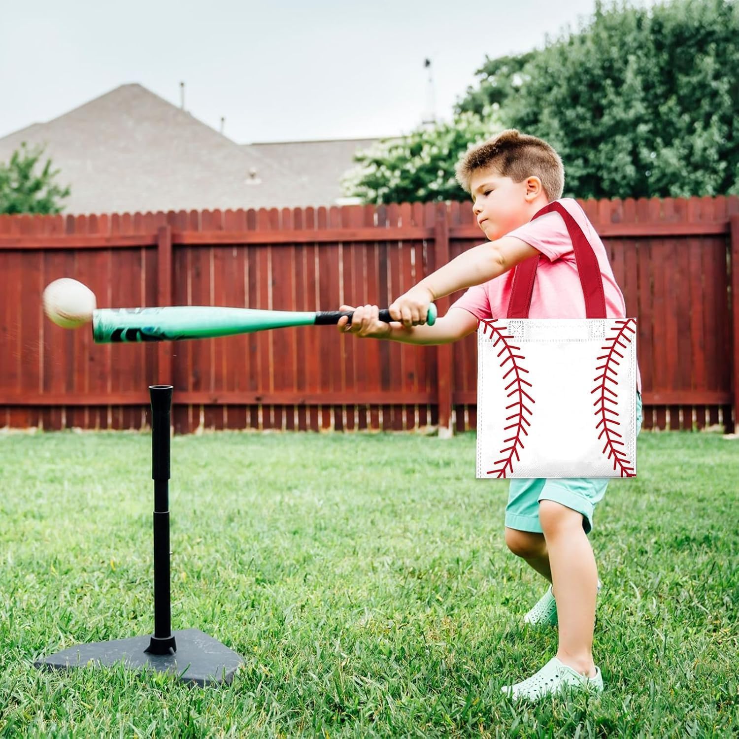 kaixiaoru 20Pcs Baseball Goodie Bags Non Woven Baseball Bags for Snacks Party Favor Bags for Sports Birthday Supplies (8.66x8.66 Inch)