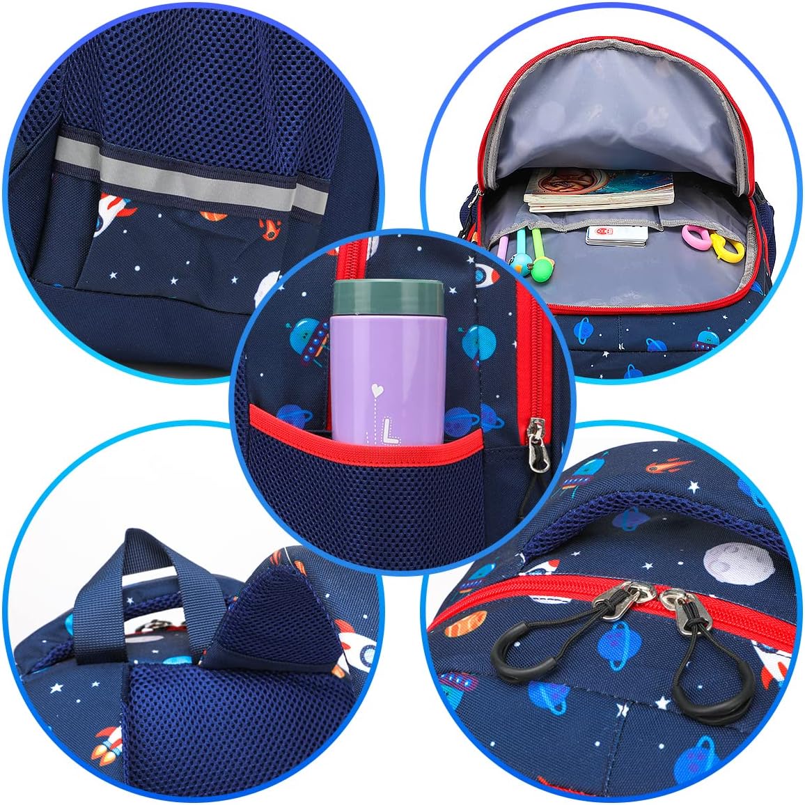 Dorlubel Lightweight Backpack for Boys School Backpack with Insulated Lunch Tote & Pencil Case Preschool Kindergarten Elementary Book Bag Set(Navy Blue Space) - Image 7
