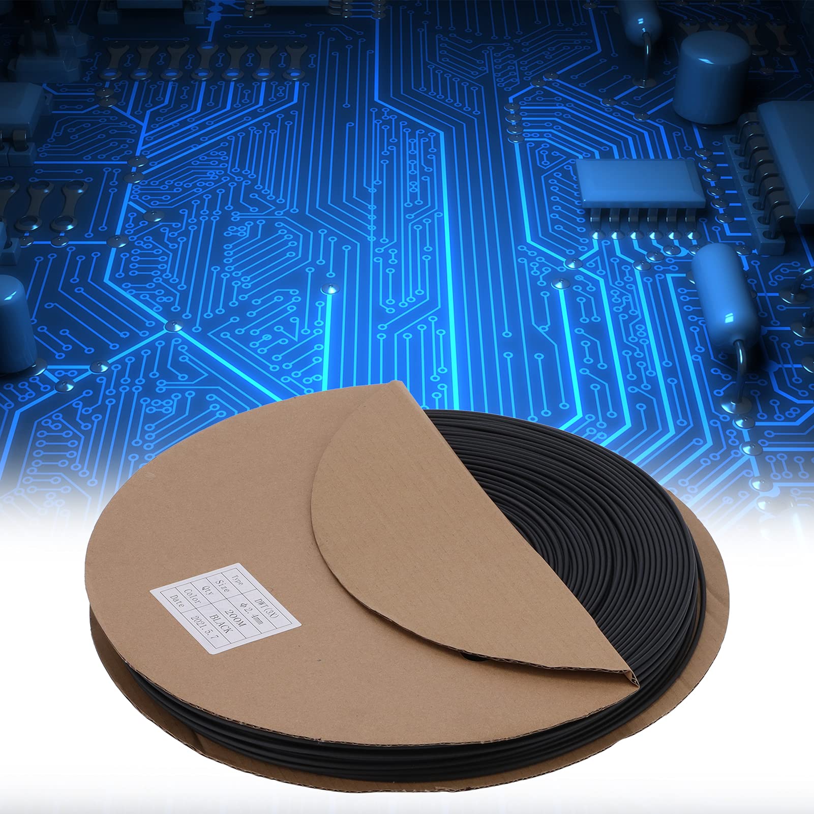 Tubo termorretráctil de poliolefina de Doble Capa, 200 m, Retardante de Llama Negro para arneses de Cables, electrodomésticos, Bombas de Agua