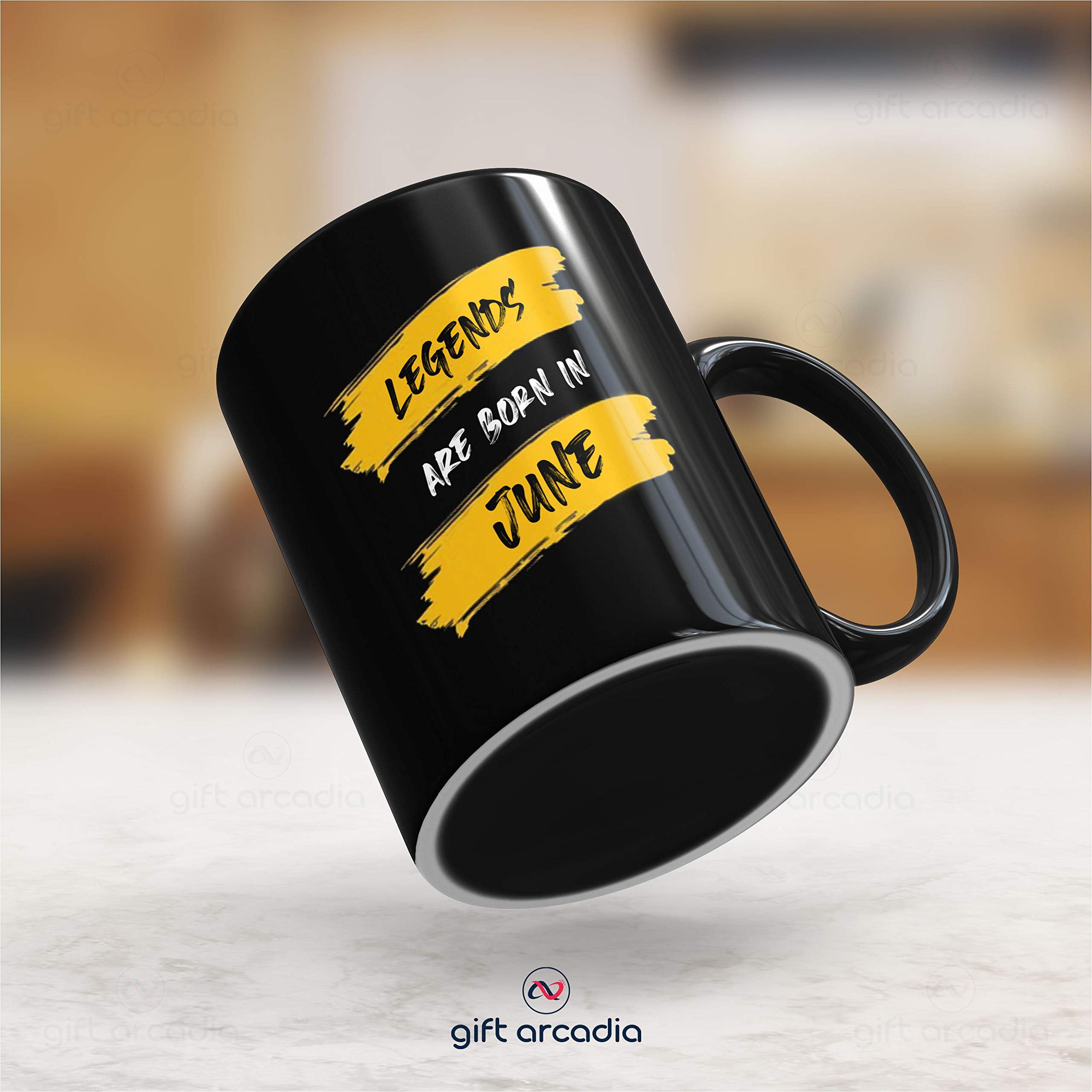 Gift Arcadia Ceramic Legends are Born Coffee Mug - 1 Piece, Black, 330ml (June) 2