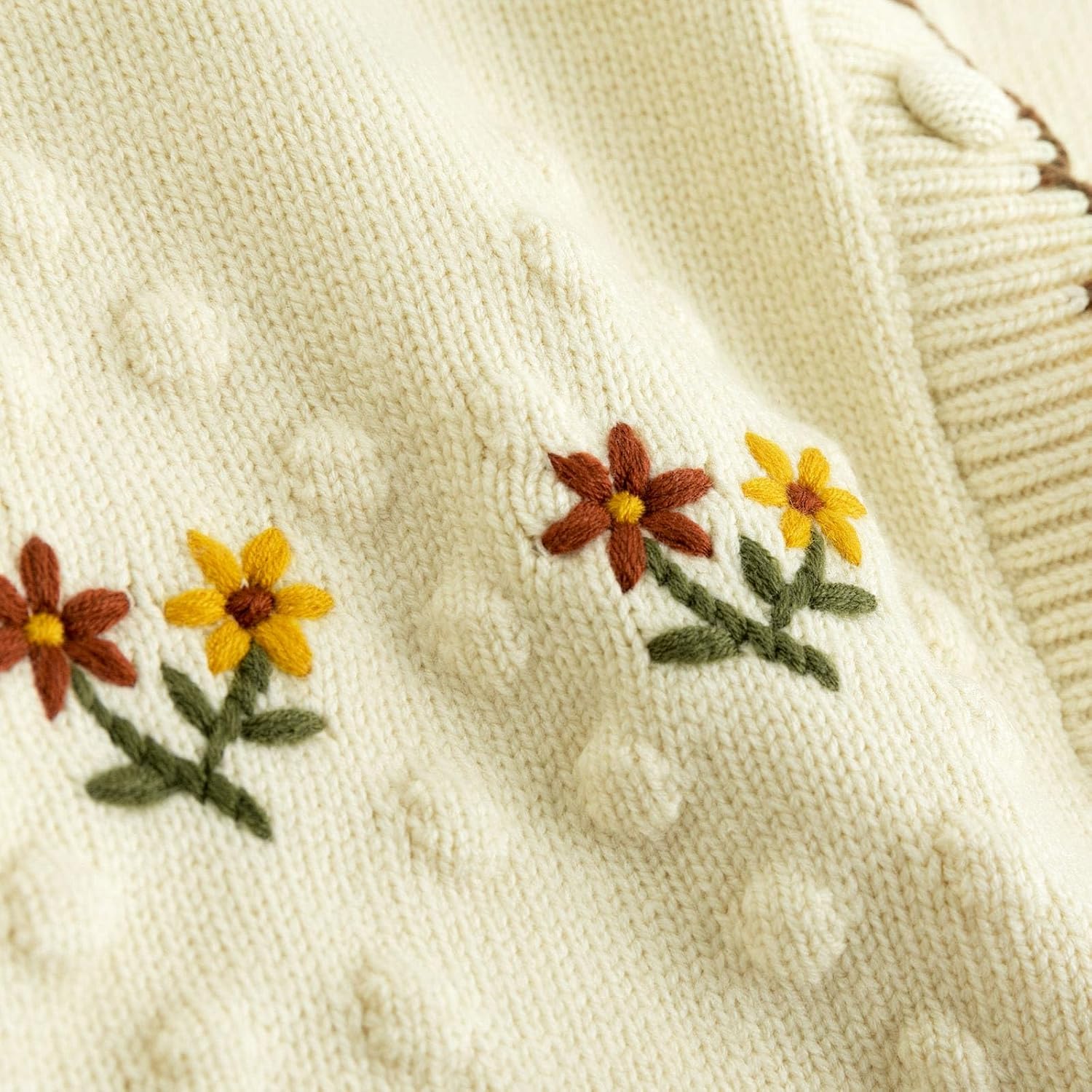 Simplee kids Baby Sweater Toddler Girls Cardigan Sweater Embroidered Strawberry Knit Sweater - Image 5