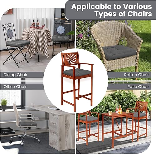 Miniatura 6 de Tangkula Cojines para sillas de comedor, paquete de 4, almohadillas para sillas en forma de U de 17.5 x 17 pulgadas con funda de poliéster, respaldo